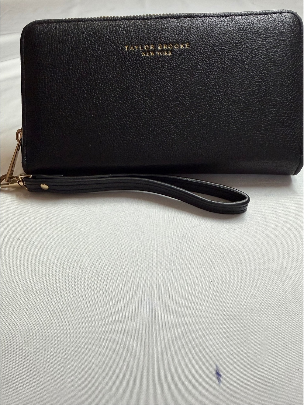 Taylor Brooke Black Leather Zip-Around Wallet with Wrist Strap